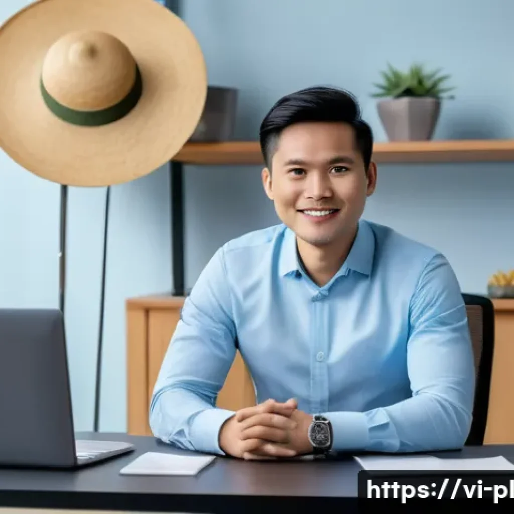 질의응답 세션의 실수 유형과 개선 방안 - A professional Vietnamese man in his 30s, dressed in smart casual attire with a light blue shirt and...