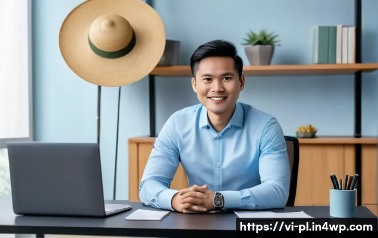 질의응답 세션의 실수 유형과 개선 방안 - A professional Vietnamese man in his 30s, dressed in smart casual attire with a light blue shirt and...